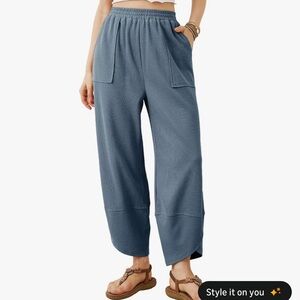 BarrelCropped Knit Pants in Slate Blue